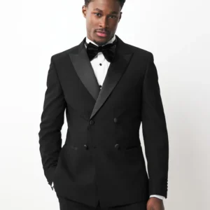 Black Slim Fit Tuxedo Suit: Jacket